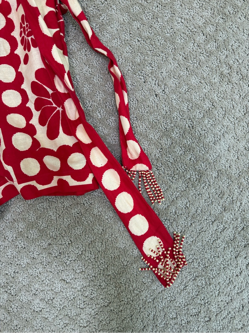 FARM Rio Red & Cream Floral Linen Blend Romper – Size S - Picture 4 of 11